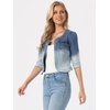 image:imageAllegra K Womens Denim Cardigan 34 Sleeve Collarless Jean JacketsBlue White