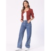 image:imageAllegra K Womens Denim Cardigan 34 Sleeve Collarless Jean JacketsBrick Red