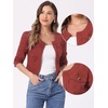 image:imageAllegra K Womens Denim Cardigan 34 Sleeve Collarless Jean JacketsBrick Red