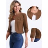 image:imageAllegra K Womens Denim Cardigan 34 Sleeve Collarless Jean JacketsBrown
