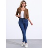 image:imageAllegra K Womens Denim Cardigan 34 Sleeve Collarless Jean JacketsBrown