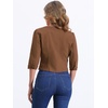 image:imageAllegra K Womens Denim Cardigan 34 Sleeve Collarless Jean JacketsBrown