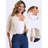 image:imageAllegra K Womens Denim Cardigan 34 Sleeve Collarless Jean JacketsCream