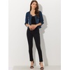 image:imageAllegra K Womens Denim Cardigan 34 Sleeve Collarless Jean JacketsDark Blue