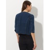 image:imageAllegra K Womens Denim Cardigan 34 Sleeve Collarless Jean JacketsDark Blue