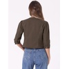 image:imageAllegra K Womens Denim Cardigan 34 Sleeve Collarless Jean JacketsDark Brown