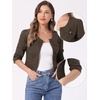 image:imageAllegra K Womens Denim Cardigan 34 Sleeve Collarless Jean JacketsDark Brown