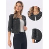 image:imageAllegra K Womens Denim Cardigan 34 Sleeve Collarless Jean JacketsDark Gray