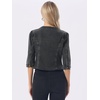 image:imageAllegra K Womens Denim Cardigan 34 Sleeve Collarless Jean JacketsDark Gray