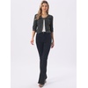image:imageAllegra K Womens Denim Cardigan 34 Sleeve Collarless Jean JacketsDark Gray