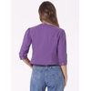 image:imageAllegra K Womens Denim Cardigan 34 Sleeve Collarless Jean JacketsDark Purple
