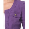 image:imageAllegra K Womens Denim Cardigan 34 Sleeve Collarless Jean JacketsDark Purple