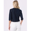 image:imageAllegra K Womens Denim Cardigan 34 Sleeve Collarless Jean JacketsDenim Blue