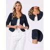 image:imageAllegra K Womens Denim Cardigan 34 Sleeve Collarless Jean JacketsDenim Blue