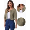 image:imageAllegra K Womens Denim Cardigan 34 Sleeve Collarless Jean JacketsField Grey