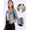 image:imageAllegra K Womens Denim Cardigan 34 Sleeve Collarless Jean JacketsGray