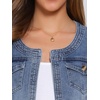image:imageAllegra K Womens Denim Cardigan 34 Sleeve Collarless Jean JacketsGray Blue