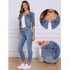 image:imageAllegra K Womens Denim Cardigan 34 Sleeve Collarless Jean JacketsGray Blue