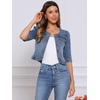 image:imageAllegra K Womens Denim Cardigan 34 Sleeve Collarless Jean JacketsGray Blue