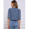 image:imageAllegra K Womens Denim Cardigan 34 Sleeve Collarless Jean JacketsGray Blue