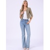 image:imageAllegra K Womens Denim Cardigan 34 Sleeve Collarless Jean JacketsKhaki Brown