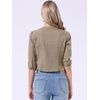 image:imageAllegra K Womens Denim Cardigan 34 Sleeve Collarless Jean JacketsKhaki Brown