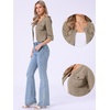 image:imageAllegra K Womens Denim Cardigan 34 Sleeve Collarless Jean JacketsKhaki Brown