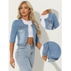 image:imageAllegra K Womens Denim Cardigan 34 Sleeve Collarless Jean JacketsLight Blue
