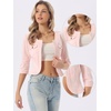 image:imageAllegra K Womens Denim Cardigan 34 Sleeve Collarless Jean JacketsLight Pink