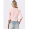 image:imageAllegra K Womens Denim Cardigan 34 Sleeve Collarless Jean JacketsLight Pink