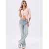image:imageAllegra K Womens Denim Cardigan 34 Sleeve Collarless Jean JacketsLight Pink