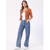 image:imageAllegra K Womens Denim Cardigan 34 Sleeve Collarless Jean JacketsOrange