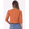 image:imageAllegra K Womens Denim Cardigan 34 Sleeve Collarless Jean JacketsOrange