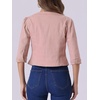 image:imageAllegra K Womens Denim Cardigan 34 Sleeve Collarless Jean JacketsPink
