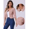 image:imageAllegra K Womens Denim Cardigan 34 Sleeve Collarless Jean JacketsPink