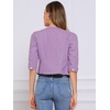 image:imageAllegra K Womens Denim Cardigan 34 Sleeve Collarless Jean JacketsPurple