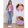 image:imageAllegra K Womens Denim Cardigan 34 Sleeve Collarless Jean JacketsPurple