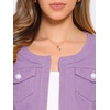 image:imageAllegra K Womens Denim Cardigan 34 Sleeve Collarless Jean JacketsPurple