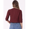 image:imageAllegra K Womens Denim Cardigan 34 Sleeve Collarless Jean JacketsPurple Red