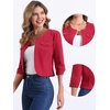 image:imageAllegra K Womens Denim Cardigan 34 Sleeve Collarless Jean JacketsRed