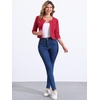 image:imageAllegra K Womens Denim Cardigan 34 Sleeve Collarless Jean JacketsRed
