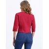 image:imageAllegra K Womens Denim Cardigan 34 Sleeve Collarless Jean JacketsRed