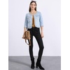 image:imageAllegra K Womens Denim Cardigan 34 Sleeve Collarless Jean JacketsSky Blue
