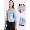 image:imageAllegra K Womens Denim Cardigan 34 Sleeve Collarless Jean JacketsSky Blue