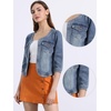 image:imageAllegra K Womens Denim Cardigan 34 Sleeve Collarless Jean JacketsWashed Blue