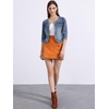 image:imageAllegra K Womens Denim Cardigan 34 Sleeve Collarless Jean JacketsWashed Blue