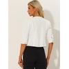 image:imageAllegra K Womens Denim Cardigan 34 Sleeve Collarless Jean JacketsWhite