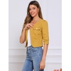 image:imageAllegra K Womens Denim Cardigan 34 Sleeve Collarless Jean JacketsYellow