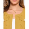 image:imageAllegra K Womens Denim Cardigan 34 Sleeve Collarless Jean JacketsYellow
