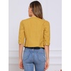 image:imageAllegra K Womens Denim Cardigan 34 Sleeve Collarless Jean JacketsYellow